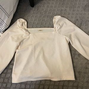 Madewell Crepe Square Neck Puff Sleeve Top (L)